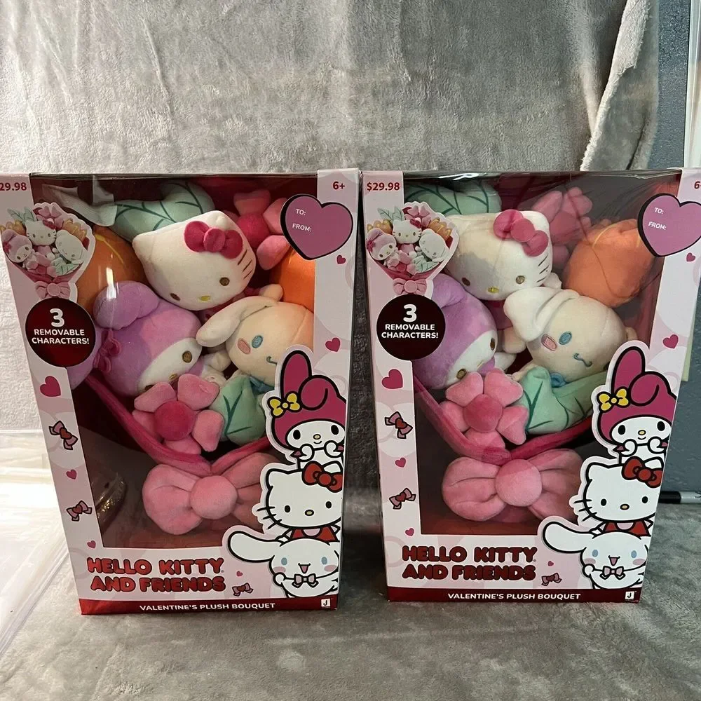 Hello Kitty And Friends Valentines Plush Bouquet 3 Removable Characters 2025 Lot